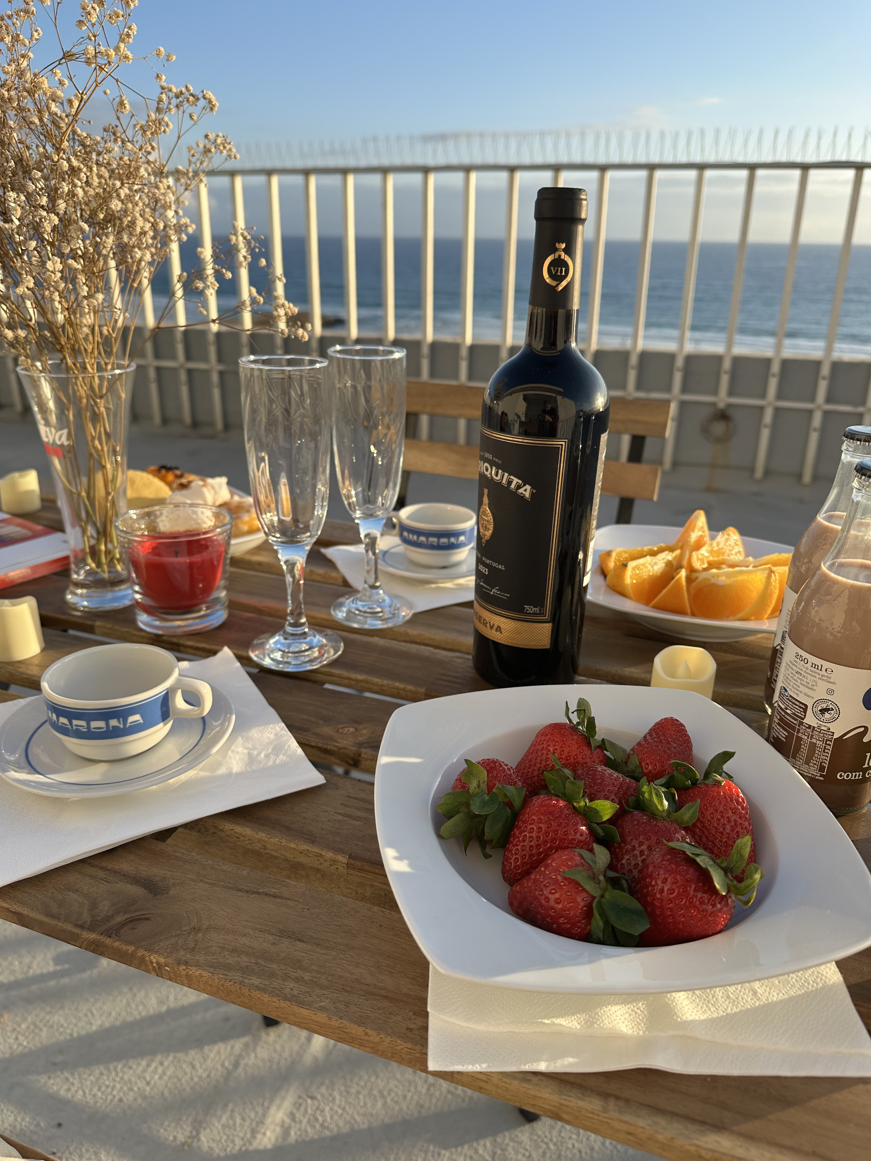 Romantic rooftop dinner with ocean view